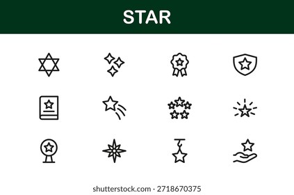 Conjunto de iconos de línea de Profesional de estrella con diseño minimalista moderno y Elementos de Vector únicos para proyectos digitales de Premium y uso de marca creativa