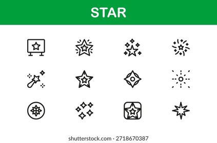 Conjunto de iconos de línea de Profesional de estrella con diseño minimalista moderno y Elementos de Vector únicos para proyectos digitales de Premium y uso de marca creativa