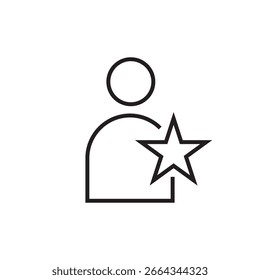 ícone de perfil de estrela contorno editável traçado linha desenho eps