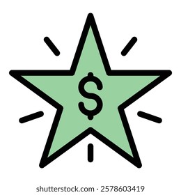 Star promotional code icon outline vector. Promo coupon. Digital price color flat