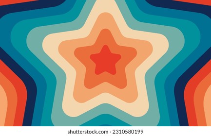 Star psychedelic groovy hippie retro vintage background. Vector illustration