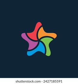 plantilla de diseño de logotipo vectorial colorido del rompecabezas de la estrella