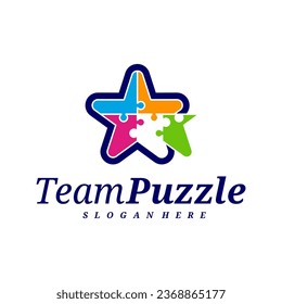 Star Puzzle logo design vector template, Vector label of puzzle, illustration, Creative icon, design concept