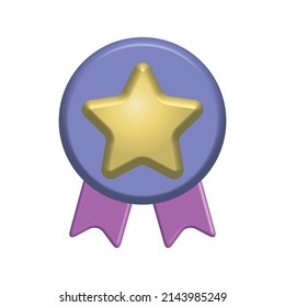 Star Quality Assurance Ribbon Icon. Premium quality label. 3D vector illustration.