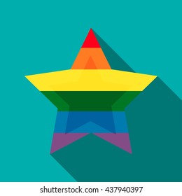 Star in rainbow colors icon, flat style