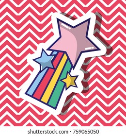 star rainbow fashion patch design