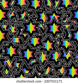 Star rainbow geometric seamless texture