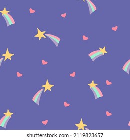 star, rainbow, heart seamless pattern. hand drawn. wallpaper, wrapping paper, textile, background