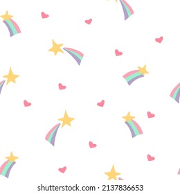 star, rainbow, heart seamless pattern. hand drawn.