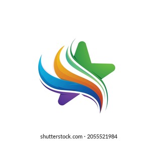 plantilla de diseño de logotipo de arco iris estrella