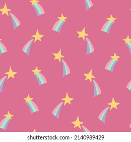 star, rainbow seamless pattern . hand drawn. 