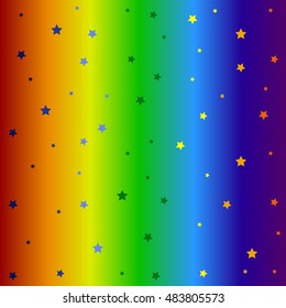 Star and Rainbow vector pattern. Multicolored  background for kids