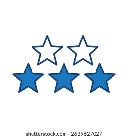 Star Rank Blue Line Editable Stroke Icon. Real Estate, Building, House, Home, Property Vector Illustration