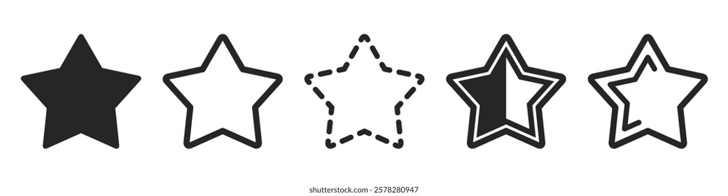 Star rate customer feedback rate symbol isolated on a transparent background for website, app, and UI design. Star vector icon for score rating review or best ranking service quality satisfaction