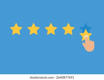 Star rate for customer. Review and feedback. Satisfaction of product from experience of customers. stock illustration