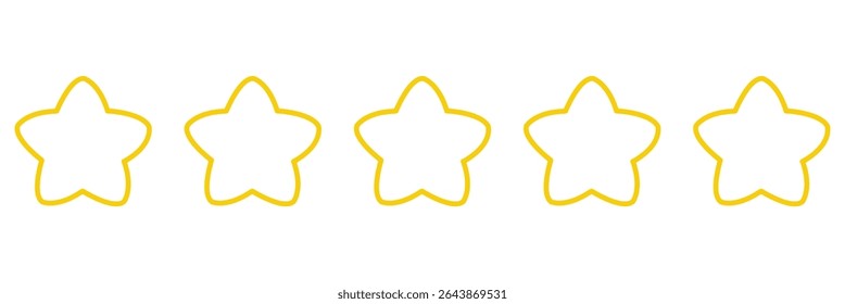 Star rate icon vector line outline stroke and simple pictogram symbol yellow illustration set. 
Stars vector icons. Stars collection. Golden Stars isolated on white background. Vector Star.