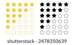 Star rate icons set. Flat and realistic style. Vector illustration.