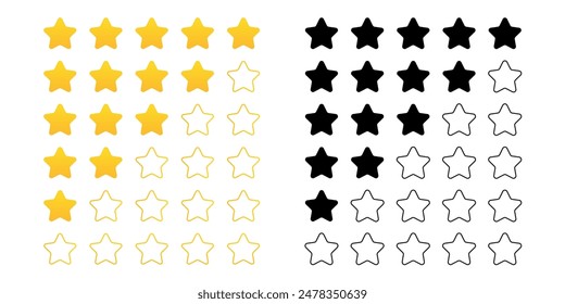 Star rate icons set. Flat and realistic style. Vector illustration.