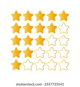 Star rate icons set. Flat and realistic style. Vector illustration.