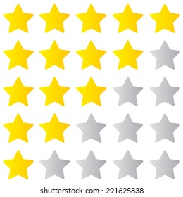 Star rating 1-5, ranking on white background, star isolated