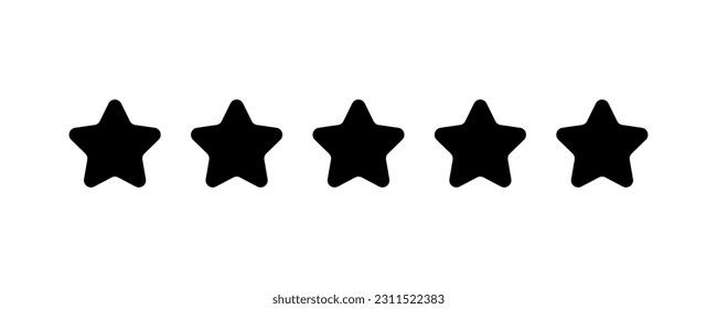 Star rating. 5 stars review, black vector. Customer feedback vector. Consumer rating flat icon.