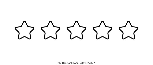 Star rating. 5 stars review, black vector stroke, line. Customer feedback vector. Consumer rating flat icon.