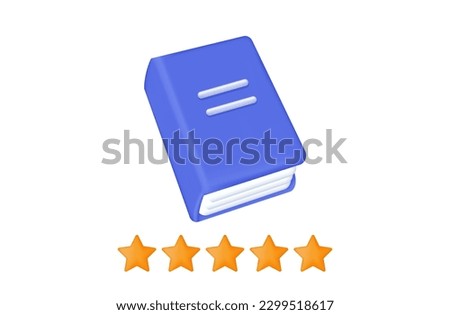 Star rating book. Learning level 3d. Rating. Paper pages in a book, magazine with the result. Vector banner, high score concept with star. Receiving an award, cool skill.