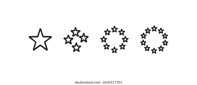 Star rating and circular badge outline icons Vector