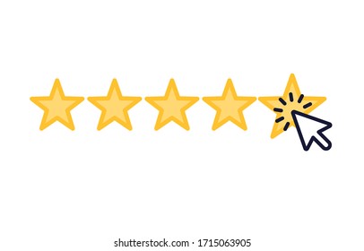 
Star rating with clicking cursor icon, flat and clean design on white background