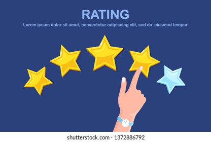 Star rating. Client feedback, customer review. Survey for marketing service. Vector fkat design