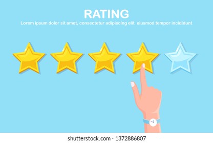 Star rating. Client feedback, customer review. Survey for marketing service. Vector flat design