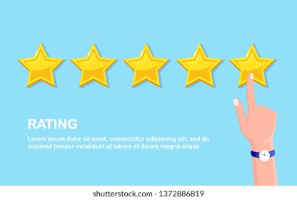Star rating. Client feedback, customer review. Survey for marketing service. Vector fkat design
