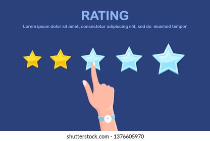 Star rating. Client feedback, customer review. Survey for marketing service. Vector flat design.