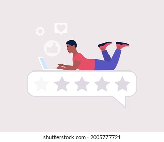 Star rating concept. Colorful flat vector illustration.