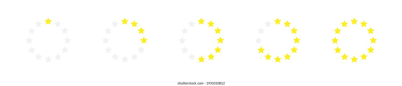 Star rating concept. Stars set. Stars in circle icons. Circle shape of stars. Star circle frames. Vector graphic collection. EPS 10
