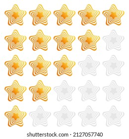 Elemento de clasificación de estrellas. Grado, rango, concepto de clasificación. Comentarios, icono de satisfacción del cliente, vector