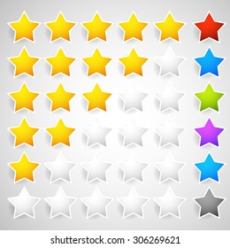 Star rating element for valuation, quality, rating or customer satisfaction, feedback concepts. Editable vector.