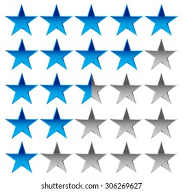 Star rating element for valuation, quality, rating or customer satisfaction, feedback concepts. Editable vector.