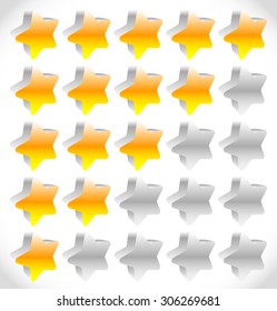 Star rating element for valuation, quality, rating or customer satisfaction, feedback concepts. Editable vector.