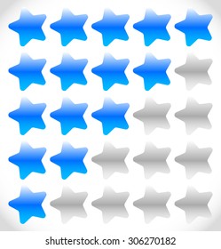 Star rating element for valuation, quality, rating or customer satisfaction, feedback concepts. Editable vector.