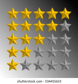 Star rating element for valuation, quality, rating or customer satisfaction, feedback concepts