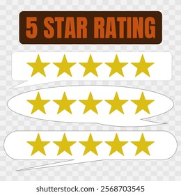 Star Rating Emblems. Five Stars. Vector Illustration Rating stars badges. Feedback or review. Rank, level of satisfaction rating. Five stars customer product review. 1,2,3,4,5 star rating icon.  eps10