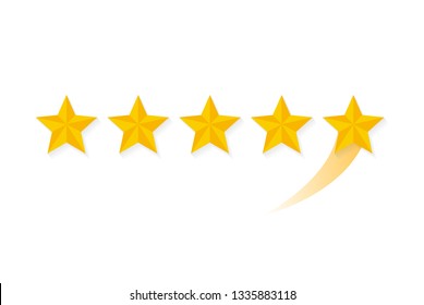 Star rating. Feedback concept. Evaluation system. Positive review. Vector illustration flat design. Isolated on white background. Quality work