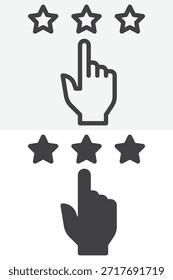Conjunto de iconos de estilo diferente de Comentarios de clasificación por estrellas. Línea, contorno y símbolo de Vector sólido con trazo editable. Icono de calificación para evaluación, revisión y evaluación.