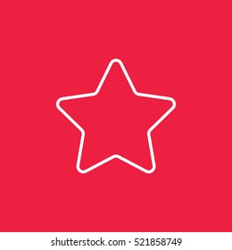 star rating five point pointed line icon white on red