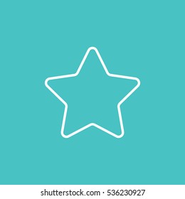 star rating five point pointed line icon white on blue background