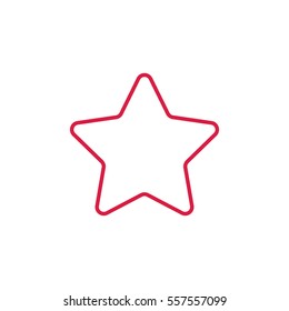 star rating five point pointed line icon red on white