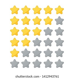 Star rating flat icon for apps and websites. Five stars customer product rating review. Rate design. Vector five star