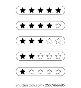 Star Rating Flat Icon Set Vector Design.
