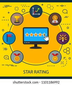 Star rating flat icons concept. Vector illustration. Element template for design.